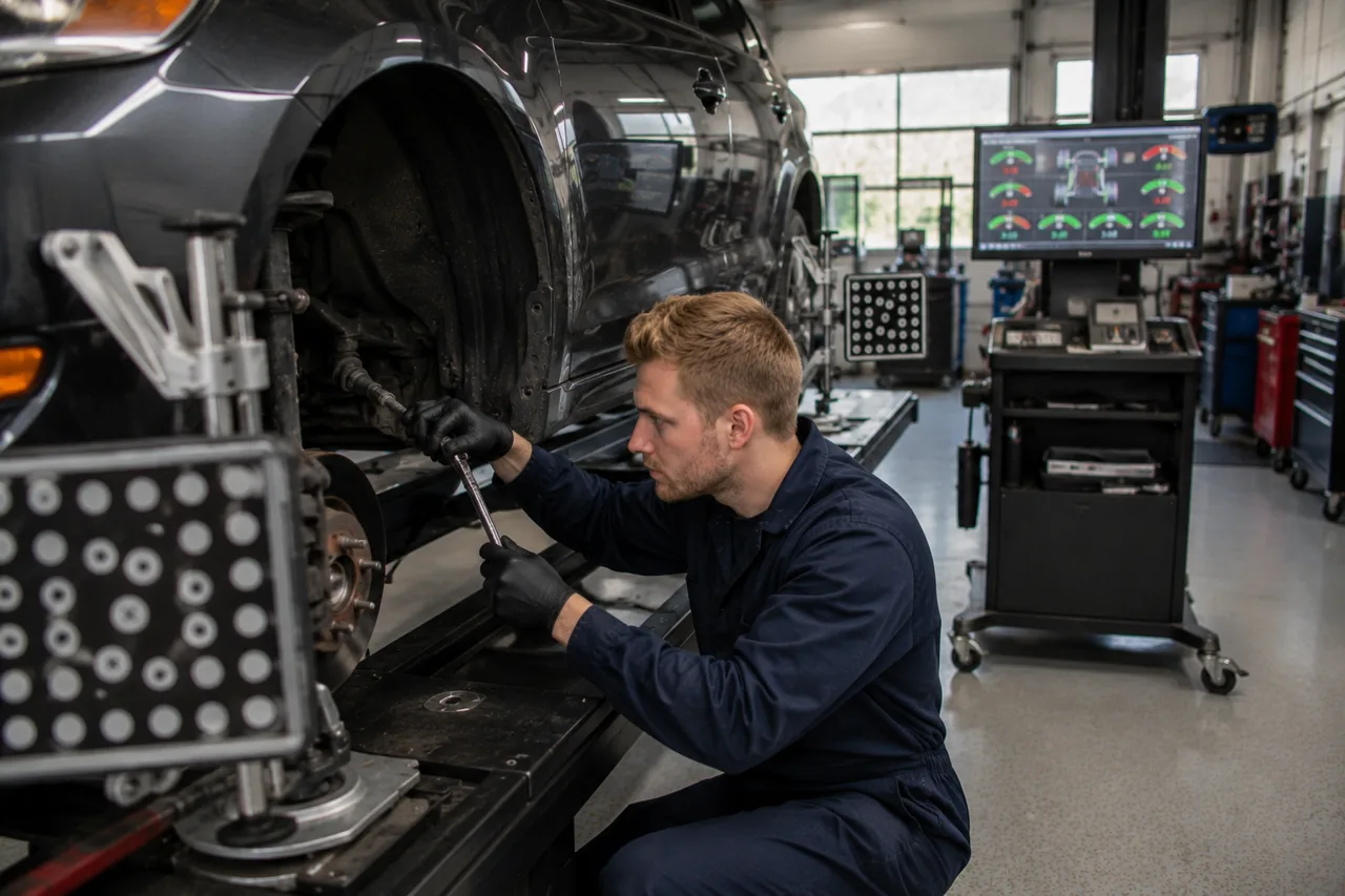 Wheel alignment service at Big O Tires North Vancouver